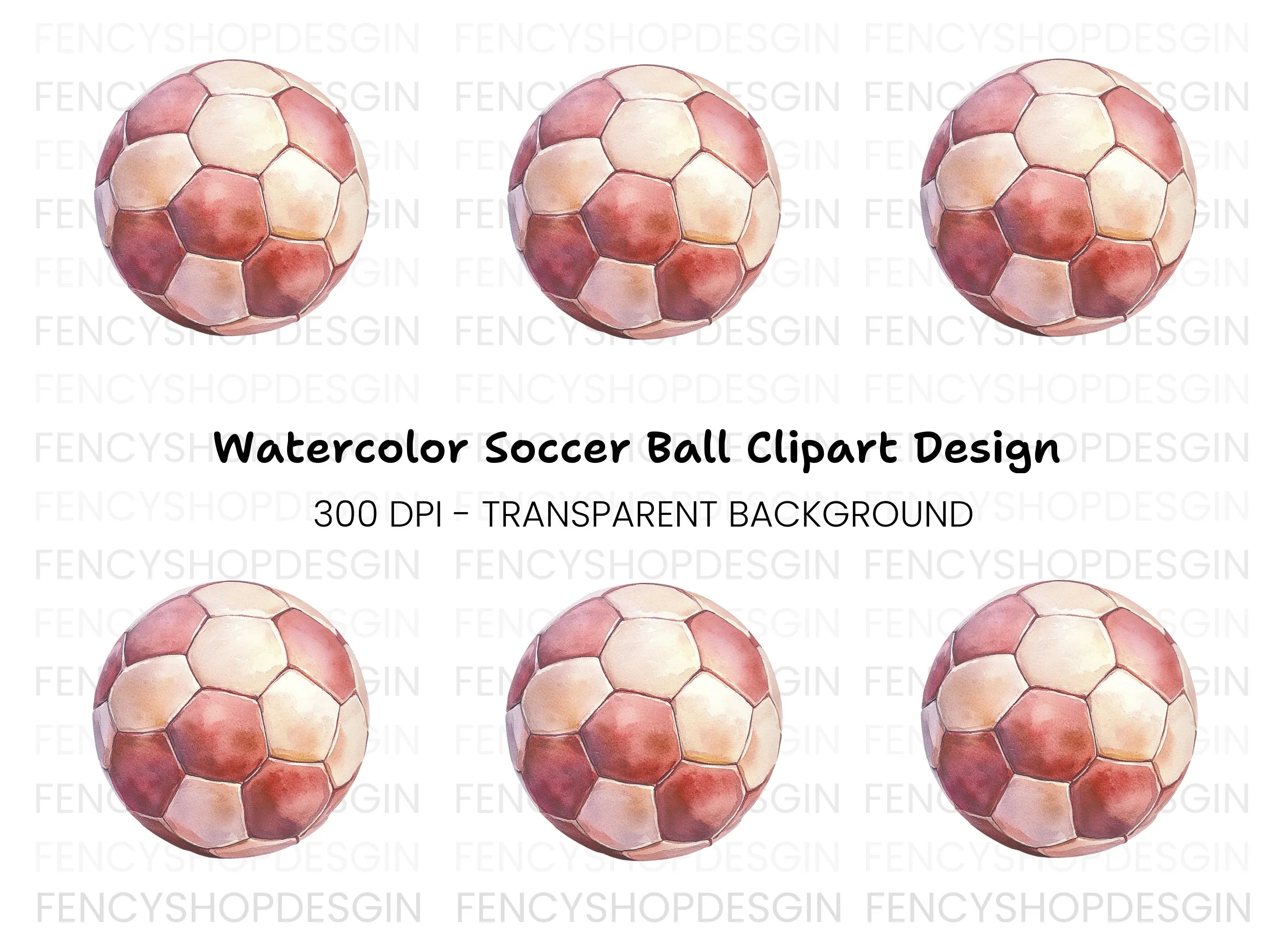 Red Soccer Ball Clipart Bundle