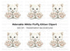 Adorable White Kitten with Big Paws Clipart Bundle