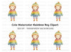 Cute Rainbow Outfit Child Clipart Bundle