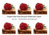 Elegant Red Rose Bouquet Clipart Bundle