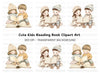 Cute Kids Reading Books Clipart Bundle