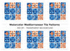 Blue and Orange Tile Patterns Clipart Bundle