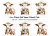 Sweet Calf with Flower Crown Clipart Bundle