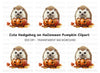 Cute Hedgehog Halloween Pumpkin Clipart Bundle