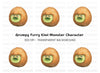 Angry Kiwi Fruit Cartoon Clipart Bundle