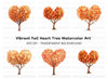 Autumn Heart Trees Clipart Bundle