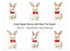 Charming Bunny with Bow Tie Clipart Bundle