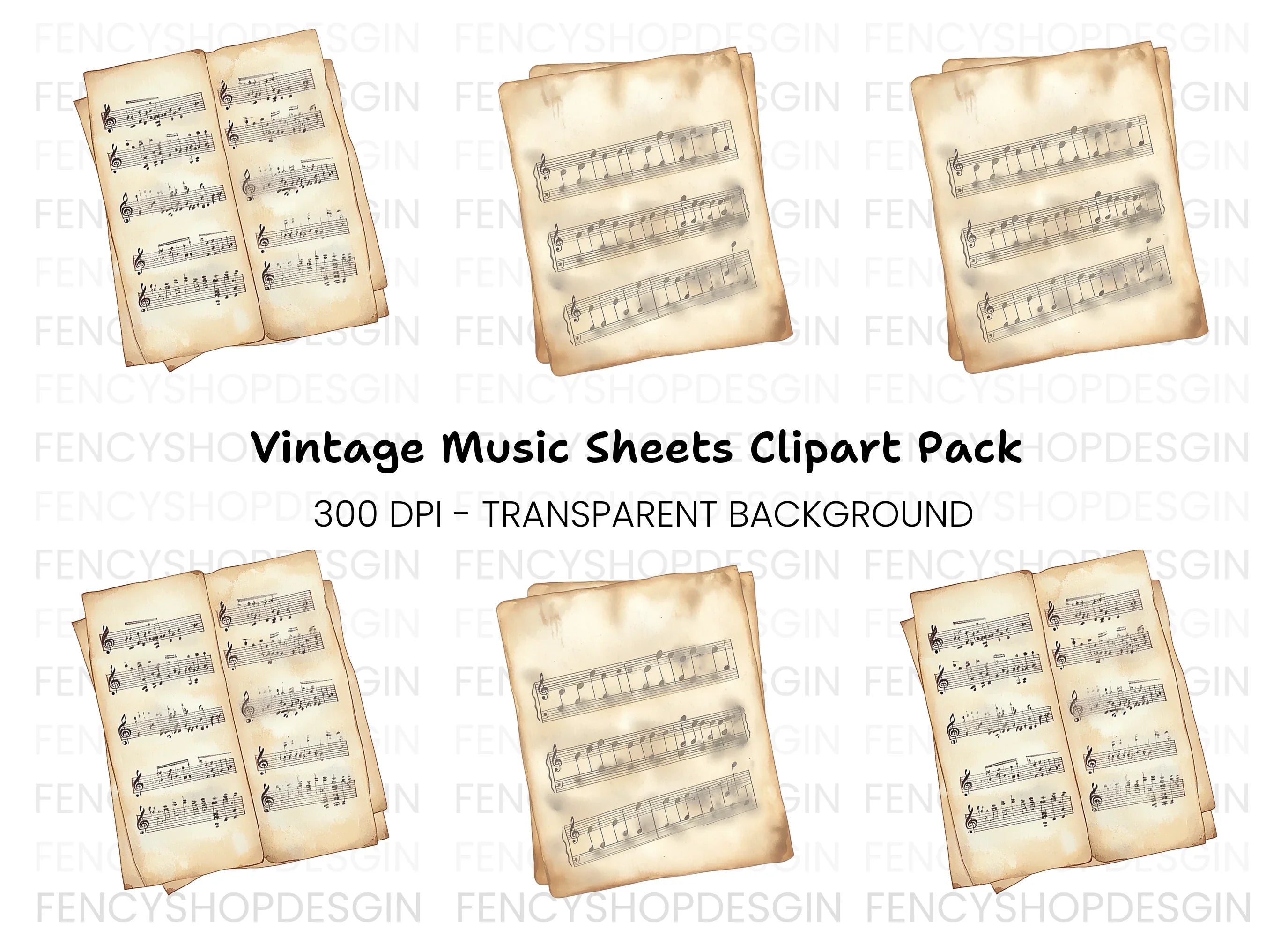 Vintage Sheet Music Clipart Bundle