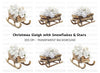 Winter Sleigh with Snowflakes Clipart Bundle