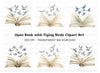 Open Books with Flying Doves Clipart Bundle