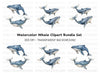 Majestic Blue Whale Clipart Bundle