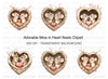 Romantic Mice in Heart Nest Clipart Bundle