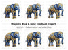 Majestic Blue Elephant Clipart Bundle