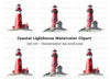 Red Lighthouse Clipart Bundle