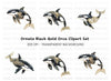 Ornate Gold and Black Orca Whale Clipart Bundle