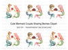 Sweet Mermaid Couple with Berries Clipart Bundle