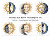 Sun and Moon Celestial Clipart Bundle