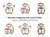Cute Hedgehog Christmas Gift Clipart Bundle