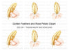 Golden Feather Rose Petal Clipart Bundle