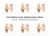 Cute Elderly Couple Holding Hands Clipart Bundle
