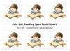 Cute Girl Reading Book Clipart Bundle