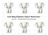 Cute Baby Elephant Clipart Bundle