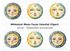 Celestial Moon and Sun Faces Clipart Bundle