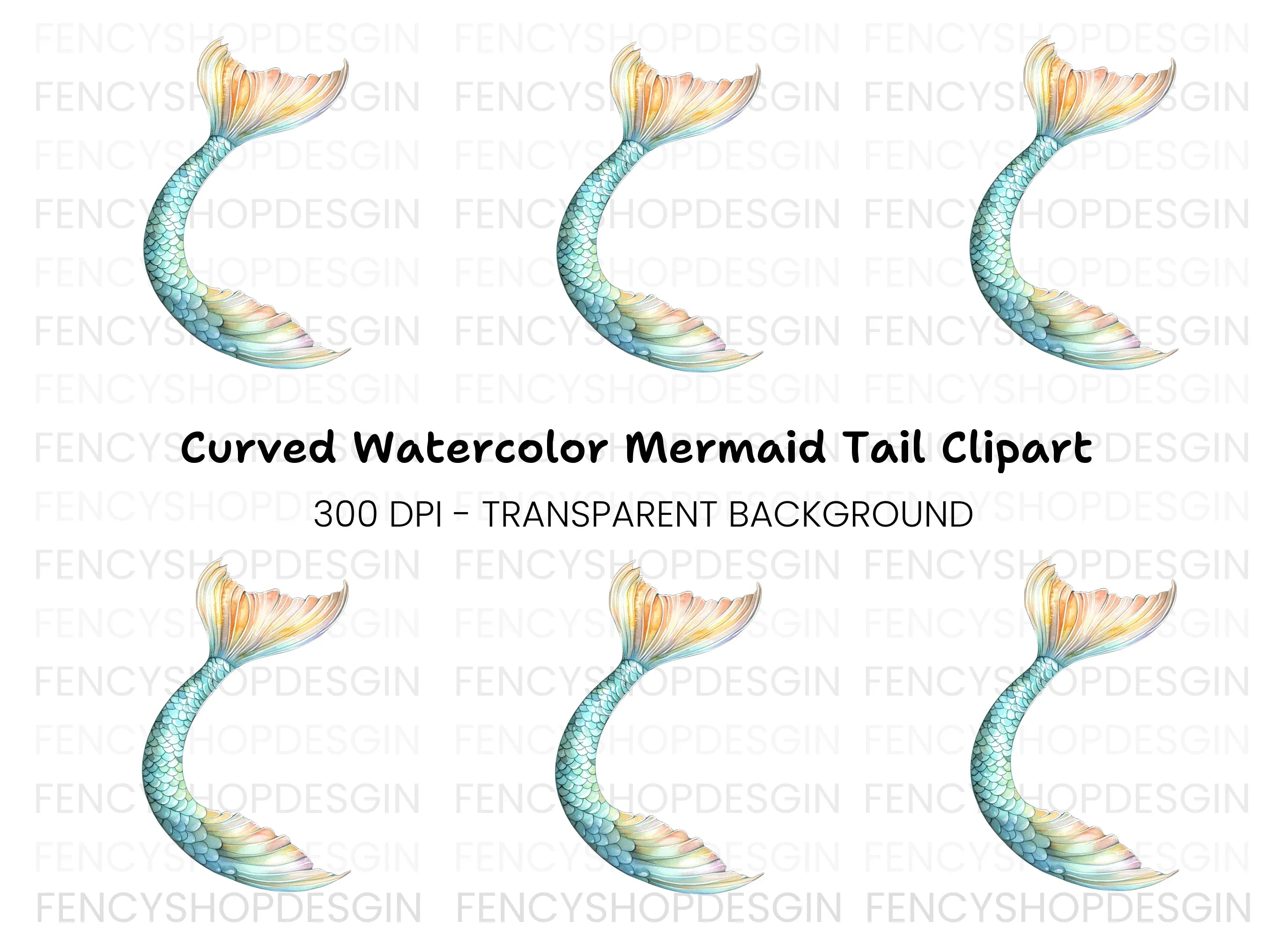 Colorful Mermaid Tail Clipart Bundle