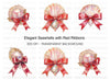Elegant Seashells with Red Bows Clipart Bundle
