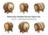 Rustic Wooden Barrels Clipart Bundle