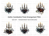Gothic Candelabra Floral Clipart Bundle
