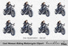 Cool Woman Riding Motorcycle Clipart Bundle