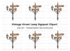Vintage Wooden Signpost with Lantern Clipart Bundle