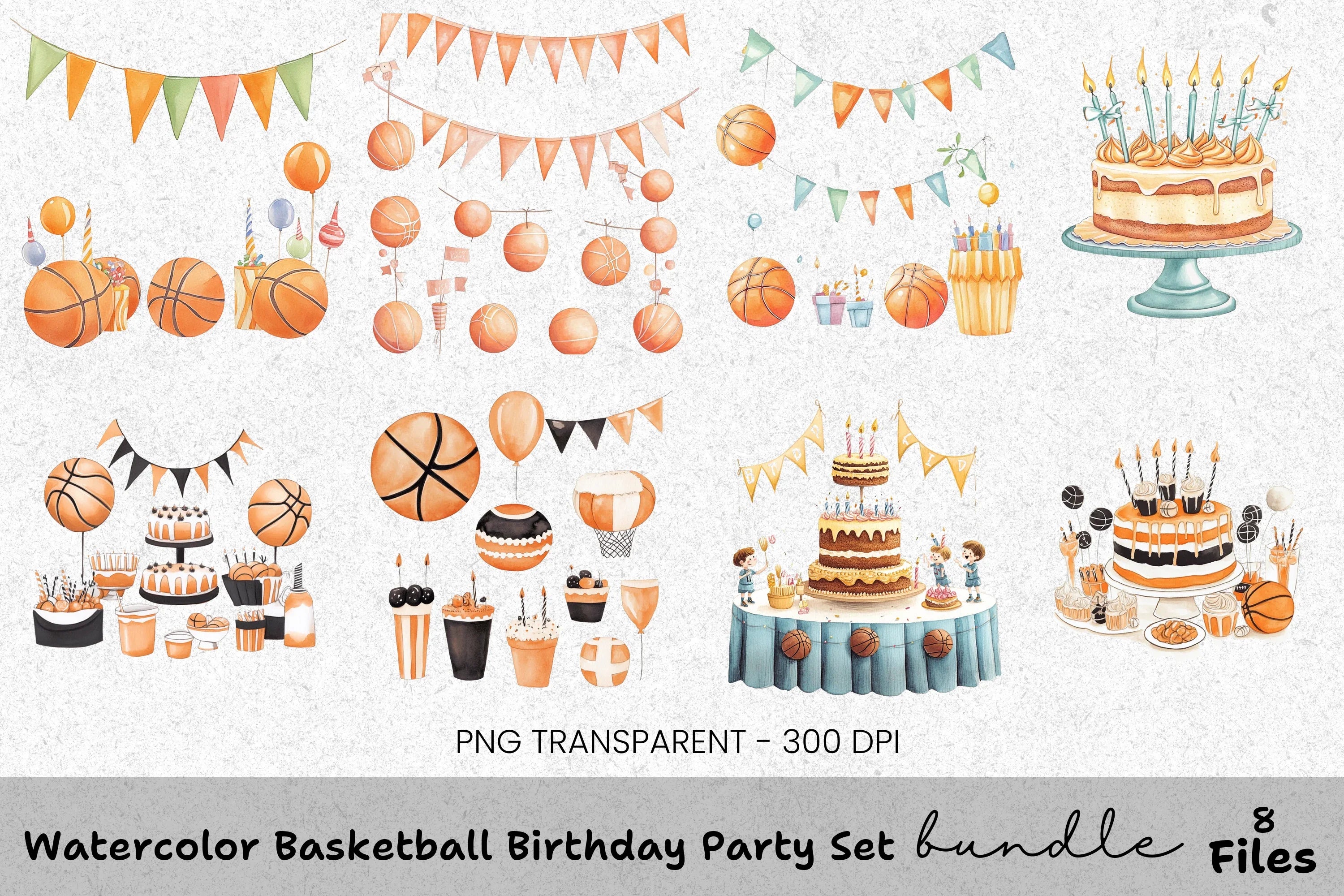 Basketball Birthday Party Clipart Bundle
