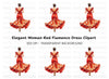 Elegant Woman in Red Gown Back View Clipart Bundle