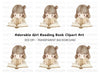Cute Girl Reading Book Clipart Bundle