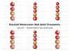 Red and Gold Christmas Ornaments Clipart Bundle