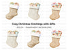 Christmas Stockings with Gifts Clipart Bundle
