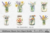 Wildflower Mason Jars Clipart Bundle