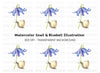 Snail and Bluebell Flower Clipart Bundle