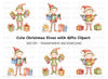 Festive Elves with Presents Clipart Bundle
