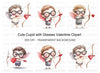 Cute Cupid with Glasses Clipart Bundle