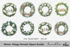 Winter Village Wreath Clipart Bundle