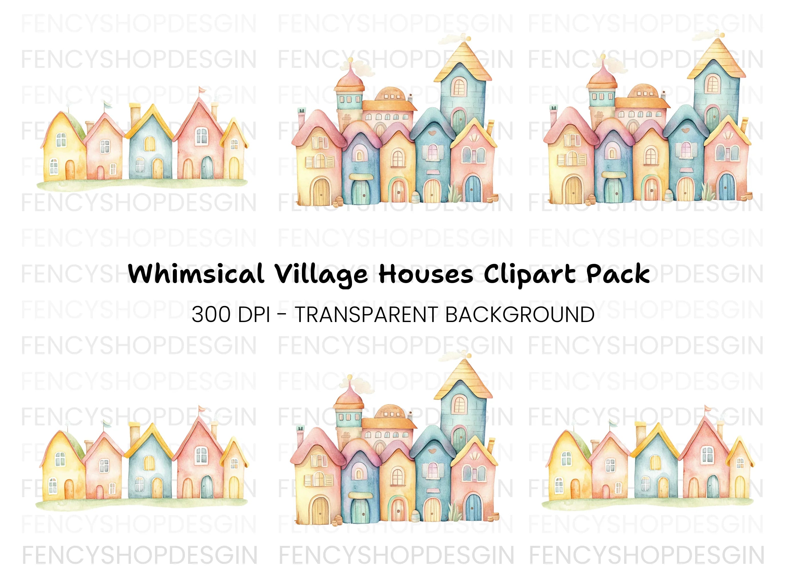 Pastel Town Clipart Bundle