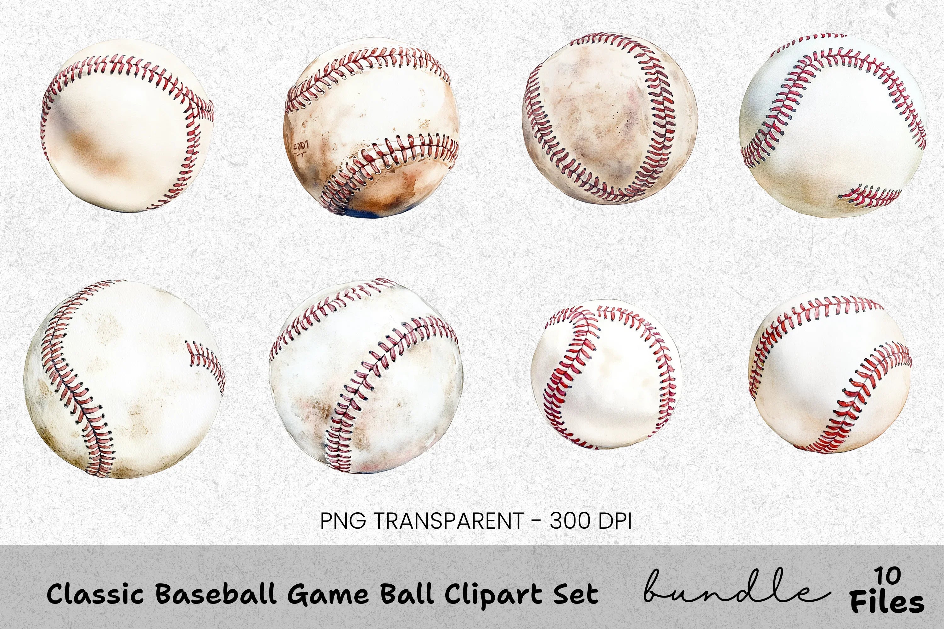 Classic Baseball Game Ball Clipart Bundle