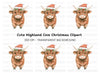 Highland Cow Christmas Hat Clipart Bundle