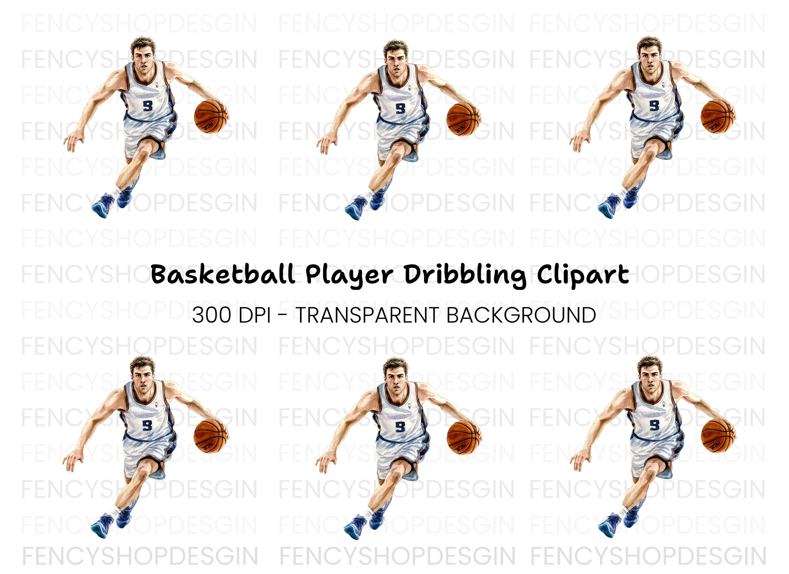 Basketball Player Dribbling Clipart Bundle