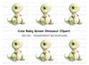 Adorable Green Baby Dinosaur Clipart Bundle