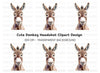 Cute Donkey Face Clipart Bundle