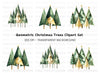 Geometric Christmas Trees Clipart Bundle